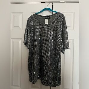Sexy sparkling silver plus size top